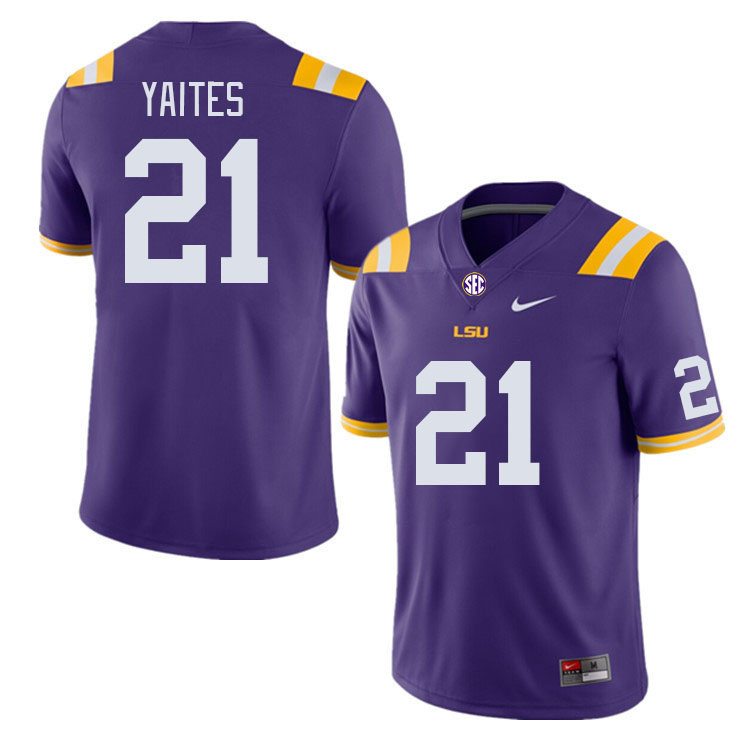 Men #21 Ryan Yaites LSU Tigers College Football Jerseys Stitched-Purple